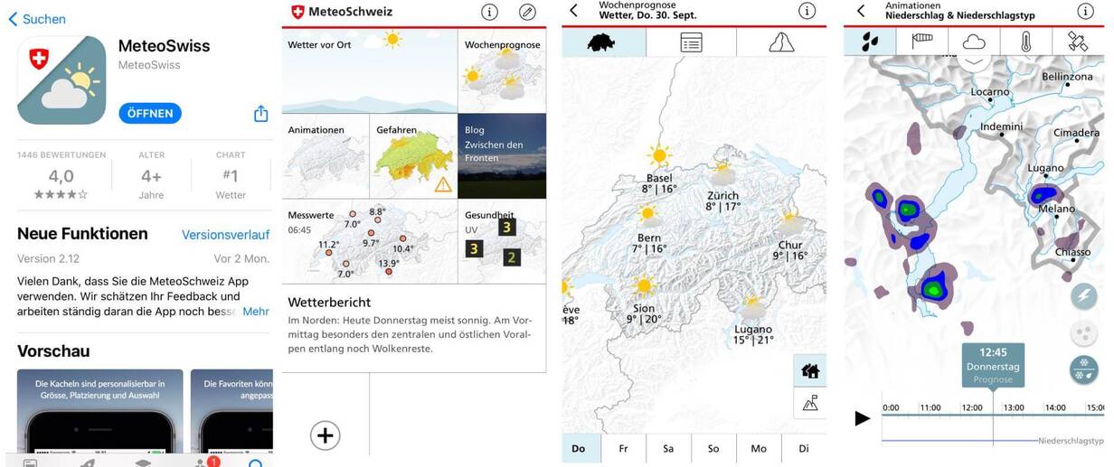 Mit einer Wetter-App lässt es sich besser Wandern. Die MeteoSwiss App zeigt zuverlässig Wetterdaten.