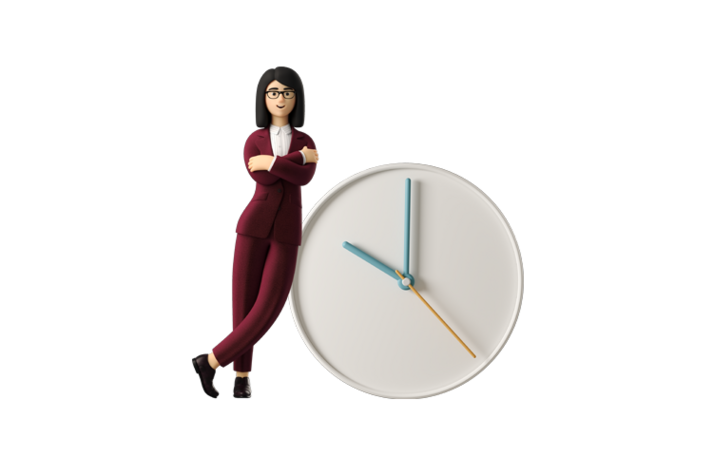 stehende-frau-an-uhr-angelehnt-3d-visual