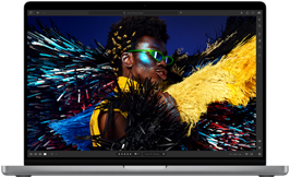 Ein farbiges Bild zeigt die hohe Auflösung, die Helligkeit und den Kontrast des Liquid Retina XDR Displays